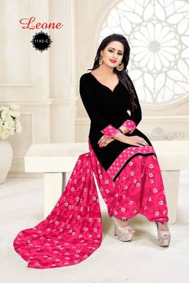 Black Printed Crepe Salwar Unstitched 1