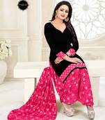 Black Printed Crepe Salwar Unstitched