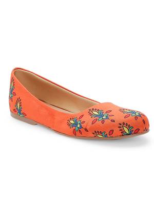 Women Ethnic Orange Noor Ballerina Shoes 1