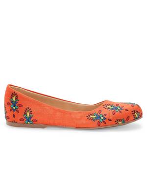 Women Ethnic Orange Noor Ballerina Shoes 3