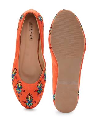 Women Ethnic Orange Noor Ballerina Shoes 4