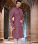 Maroon plain poly cotton men-kurtas