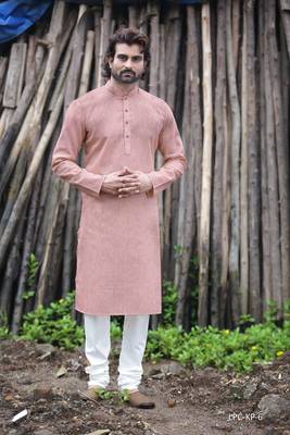 Pink plain poly cotton men-kurtas 1