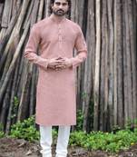 Pink plain poly cotton men-kurtas