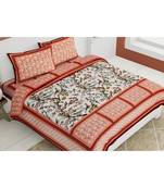 Pure Cotton Multicolour  Double Bed Bedsheet With Pillow Cover