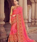 Pink Embroidered Silk Saree With Blouse