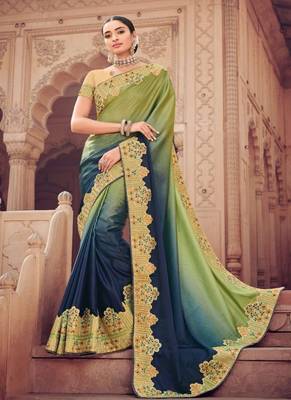 Multicolor Embroidered Silk Saree With Blouse 1