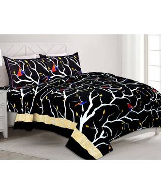 Pure Cotton Multicolour  Double Bed Bedsheet With Pillow Cover 1
