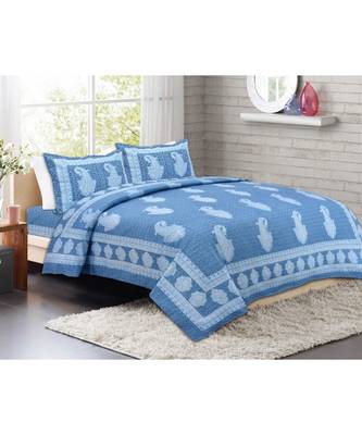 Pure Cotton Multicolour  Double Bed Bedsheet With Pillow Cover 1