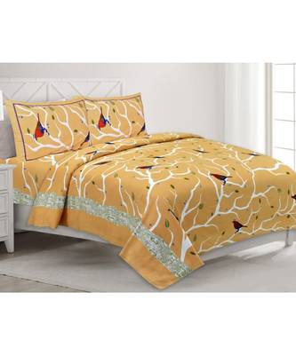 Pure Cotton Multicolour  Double Bed Bedsheet With Pillow Cover 1