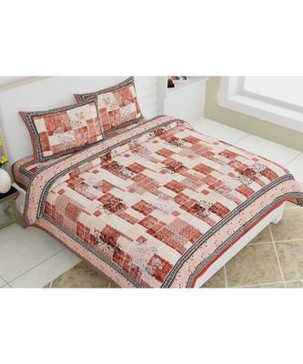 Pure Cotton Multicolour  Double Bed Bedsheet With Pillow Cover 1