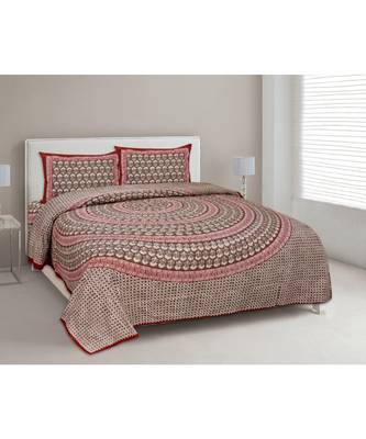 Pure Cotton Multicolour  Double Bed Bedsheet With Pillow Cover 1