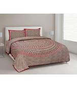 Pure Cotton Multicolour  Double Bed Bedsheet With Pillow Cover