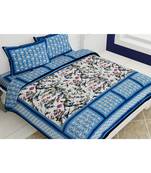 Pure Cotton Multicolour  Double Bed Bedsheet With Pillow Cover