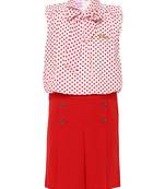 Tie Front Polka Dotted Skirt Top Set
