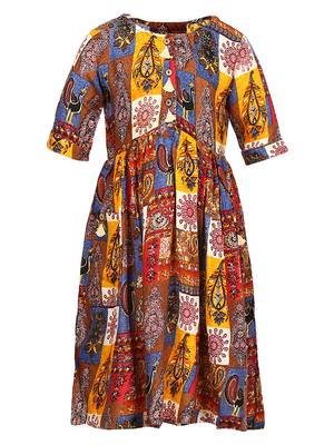 Roll Up Sleeved Gathered Dress 1