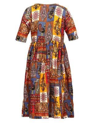 Roll Up Sleeved Gathered Dress 2