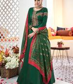 Green embroidered satin salwar