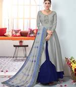 Grey embroidered satin salwar