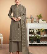 Olive embroidered silk salwar