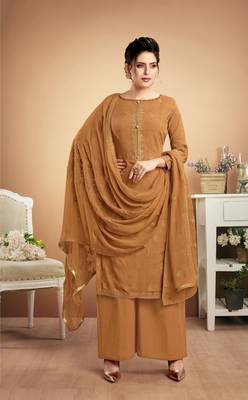 Mustard embroidered silk salwar 1