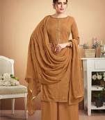 Mustard embroidered silk salwar