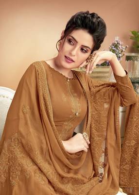 Mustard embroidered silk salwar 2