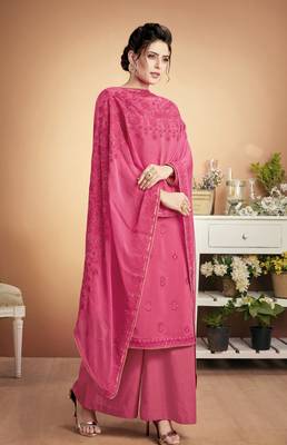Pink embroidered silk salwar 1