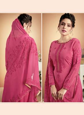 Pink embroidered silk salwar 2