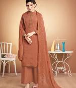 Orange embroidered silk salwar
