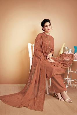 Orange embroidered silk salwar 2