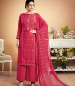 Rani-pink embroidered silk salwar