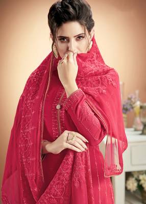 Rani-pink embroidered silk salwar 2