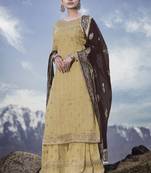 Light-yellow embroidered georgette salwar