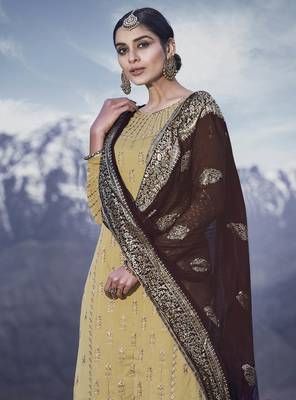 Light-yellow embroidered georgette salwar 2