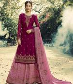 Magenta embroidered satin salwar