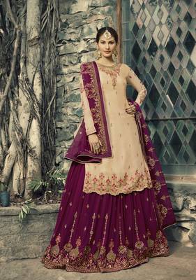 Cream embroidered satin salwar 1