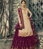 Cream embroidered satin salwar