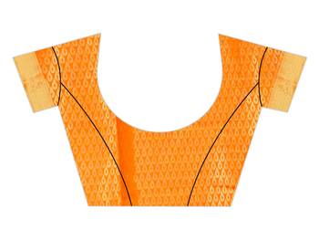Womens Designer Orange Banarasi  Saree With Designer Blouse 4