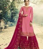 Pink embroidered satin salwar
