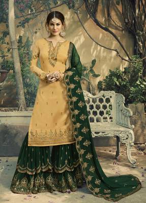 Yellow Embroidered Satin Salwar 1