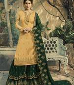 Yellow Embroidered Satin Salwar