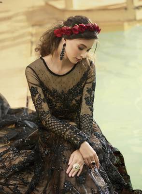 Black embroidered net salwar 2