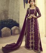 Wine embroidered silk salwar