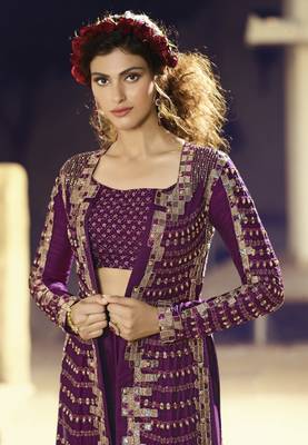 Wine embroidered silk salwar 3