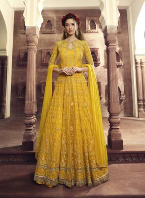 Yellow Embroidered Net Salwar 1