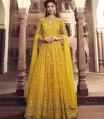 Yellow Embroidered Net Salwar