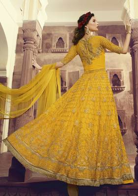 Yellow Embroidered Net Salwar 2