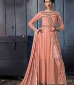 Orange Embroidered Georgette Salwar