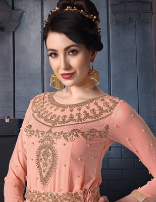 Orange Embroidered Georgette Salwar 2